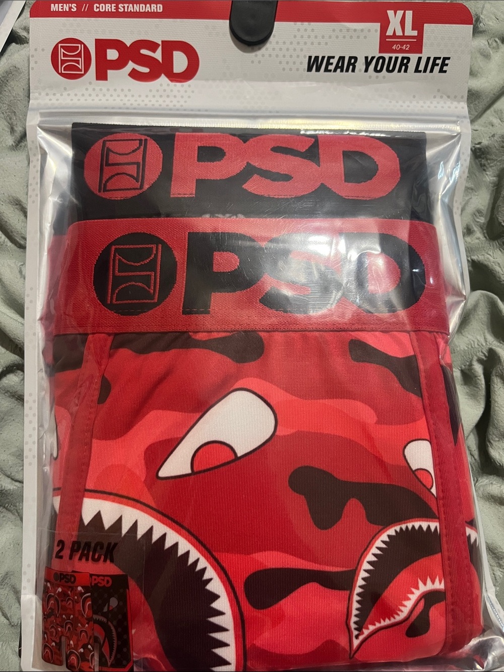 PSD Red and Black Shark Camo Boxer Briefs